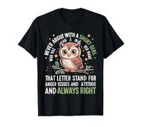 Never Argue with A Short Girl Who Has an 'A', Cute Owl Design T-Shirt