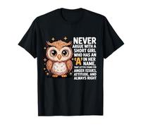 Never Argue with A Short Girl Who Has an 'A', Cute Owl Design T-Shirt