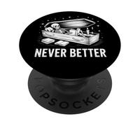 Never Better Lecteur de Livre Squelette Tomb Halloween Rat de bibliothèque PopSockets PopGrip Adhésif