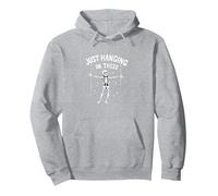 Never Better Squelette Just Hanging in There Humour Goth Sweat à Capuche, Unisexe pour Adultes, Gris Chiné, XXL