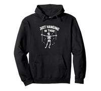 Never Better Squelette Just Hanging in There Humour Goth Sweat à Capuche, Unisexe pour Adultes, Noir, XL
