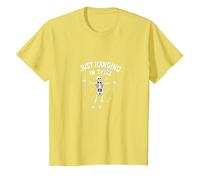 Never Better Squelette Just Hanging in There Humour Goth T-Shirt, Enfant, Citron, 2 Ans