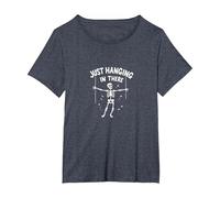 Never Better Squelette Just Hanging in There Humour Goth T-Shirt, Femme Grandes Tailles, Bleu Chiné, 1X