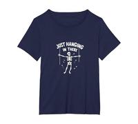 Never Better Squelette Just Hanging in There Humour Goth T-Shirt, Femme Grandes Tailles, Bleu Marine, 1X