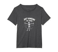Never Better Squelette Just Hanging in There Humour Goth T-Shirt, Femme Grandes Tailles, Chiné Foncé, 1X
