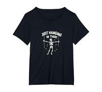 Never Better Squelette Just Hanging in There Humour Goth T-Shirt, Femme Grandes Tailles, Noir, 1X
