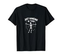 Never Better Squelette Just Hanging in There Humour Goth T-Shirt, Homme, Noir, XXL