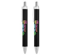 Never Ever Give Up Lot de 2 stylos à bille rétractables pour homme et femme 0,5 mm