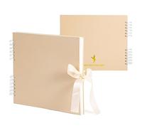 Never Ever Land Album Photo -30 * 25cm Album Photo à Spirale de 80 pages 250g - Couverture Rigide avec un Nœud pour Fermer - Parfait pour Naissance, Bébés, Mariage et Album de Famille - Champagne