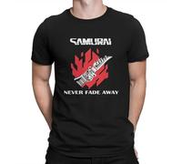 Never Fade Away T Shirt Men's Pure Awesome T-Shirts O Neck Cyber Samurai Punk Tees Clothing Black 3XL