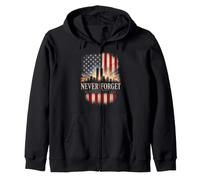 Never Forget 11 Septembre 2001 Memorial Day Drapeau américain Sweat à Capuche