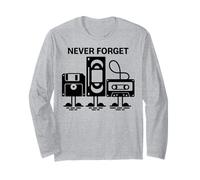 Never Forget Cassette rétro Classique VHS Floppy Old School Manche Longue