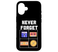 Never Forget Cassette Tape VHS CD Disquette Old School K7 Coque pour iPhone 16