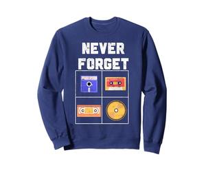 Never Forget Cassette Tape VHS CD Disquette Old School K7 Sweatshirt