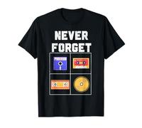 Never Forget Cassette Tape VHS CD Disquette Old School K7 T-Shirt