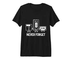 Never Forget Retro Tech Disquette VHS Cassette Vintage T-Shirt Haut de Gamme