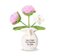 Never Forget the Difference You Make Postive Rose crochetée Rose Cadeau de remerciement pour collègues, amis, enseignants, pot de fleurs crocheté pour anniversaire, Noël