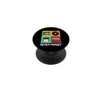 Never Forget Vintage Floppy Disk Video Tape Music Disc Style PopSockets PopGrip Adhésif