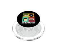 Never Forget Vintage Floppy Disk Video Tape Music Disc Style PopSockets PopGrip pour MagSafe