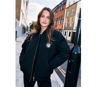 Never Fully Dressed Never Fully Dressed Black Embroidered Quilted Fur Lined Bomber Jacket