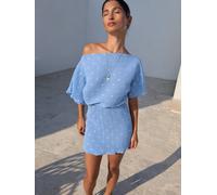 Never Fully Dressed Never Fully Dressed Blue Mini Plisse Tilly Dress Blue XXL (EU 48-50)