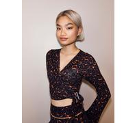 Never Fully Dressed Never Fully Dressed Burgundy Leopard Viscose Ballet Wrap Top