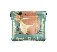 Never Give Up Bear Petit porte-monnaie unique en cuir synthétique pour homme et femme
