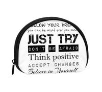 Never Give Up Mini porte-monnaie à fermeture éclair, petit organisateur de voyage avec imprimé intégral, tissu polyester durable, pochette compacte pour pièces de monnaie, clés