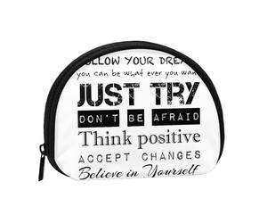 Never Give Up Mini porte-monnaie à fermeture éclair, petit organisateur de voyage avec imprimé intégral, tissu polyester durable, pochette compacte pour pièces de monnaie, clés