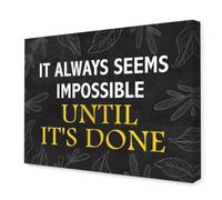 Never Give Up Motivational, It Always Seems Impossible Canvas Wall-Art, Nelson Mandela Quote for Office Desk, Bedroom, Classroom Inspiration(Framed,16x24inch(40x60cm))