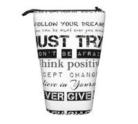 Never Give Up Trousse télescopique en tissu Oxford portable pour garçons filles adolescents étudiants bureau, Noir , Taille unique