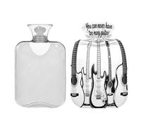 Never Have Too Many Guitars Bouillotte noire avec housse souple 2 l pour réchauffer les mains et les pieds