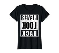 Never Look Back Flipped T-Shirt Graphique avec Valeur, Femme, Noir, S