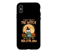 Never Mind The Witch Beware of Akita Inu Dog Halloween Coque pour iPhone X/XS