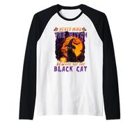 Never Mind The Witch Beware of Black Cat Halloween Manche Raglan