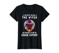 Never Mind The Witch Beware of German Shepherd Dog Halloween T-Shirt Graphique avec Valeur