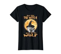 Never Mind The Witch Beware of The Wolf Halloween T-Shirt Graphique avec Valeur, Femme, Noir, M
