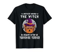 Never Mind The Witch Beware of Yorkshire Terrier Halloween T-Shirt Graphique avec Valeur, Homme, Noir, S