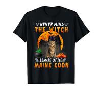 Never Mind The Witch Méfiez-Vous du Chat Maine Coon T-Shirt Graphique avec Valeur, Homme, Noir, M