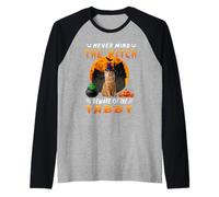 Never Mind The Witch Méfiez-Vous du Chat tigré Halloween Manche Raglan