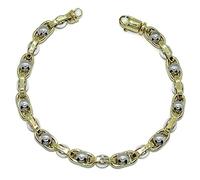 Never say Never Bracelet Homme Or Bicolore 18 Carats, Chaîne Forcée Or Jaune, Cercles Or Blanc, 21,50 cm, 13,20 gr d'Or 18 Carats