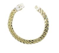 Never Say Never Bracelet pour homme en or 18 carats, 9 mm de large, avec zircons et design articulé