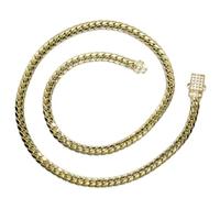 Never Say Never Chaîne cubaine pour homme et femme en or jaune 18 carats - 7 mm - 60 cm - 26,15 g - Fermoir Monaco avec zircons