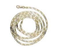 Never Say Never Chaîne en or 18 carats massif 2,5 mm 60 cm 10,05 g œil de tigre combiné or blanc