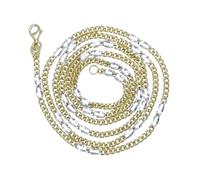 Never Say Never Chaîne gourmette plate bicolore or 18 carats - 60 cm - 3,80 g, idéale pour homme et femme.