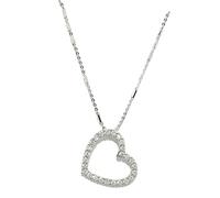 Never Say Never Collier cœur pour femme en or blanc 18 carats et diamants 0,47 ct avec chaîne italienne en or blanc 18 carats et 45 cm de long., Or, Diamant