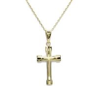 Never Say Never Ensemble croix en or 18 carats 3,10 g avec chaîne de 50 cm | Croix classique mate et brillante sans Christ. Idéal pour communion et femme.