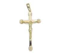Never Say Never Pendentif croix en or 18 carats pour homme avec Christ 8,35 g Design classique Bijou religieux