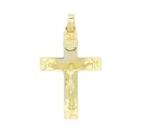 Never Say Never Pendentif croix or 18 carats avec Christ taillé 4,70 g | Bijou classique finition mate et brillante