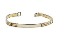 Never Say Never Superbe bracelet pour homme avec plaque en or jaune et or blanc 18 carats massif de 5 mm de large et 20 cm de long. 19,20 g d'or 18 carats., cm, Or, Pas de gemme